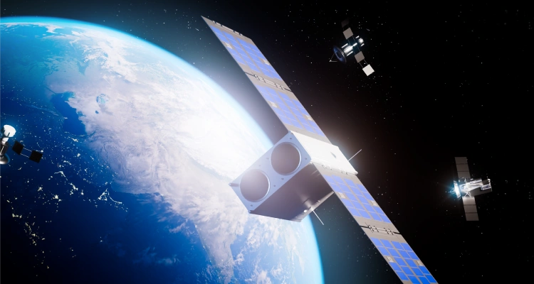 Satellite constellation orbiting Earth Satellite constellation orbiting Earth